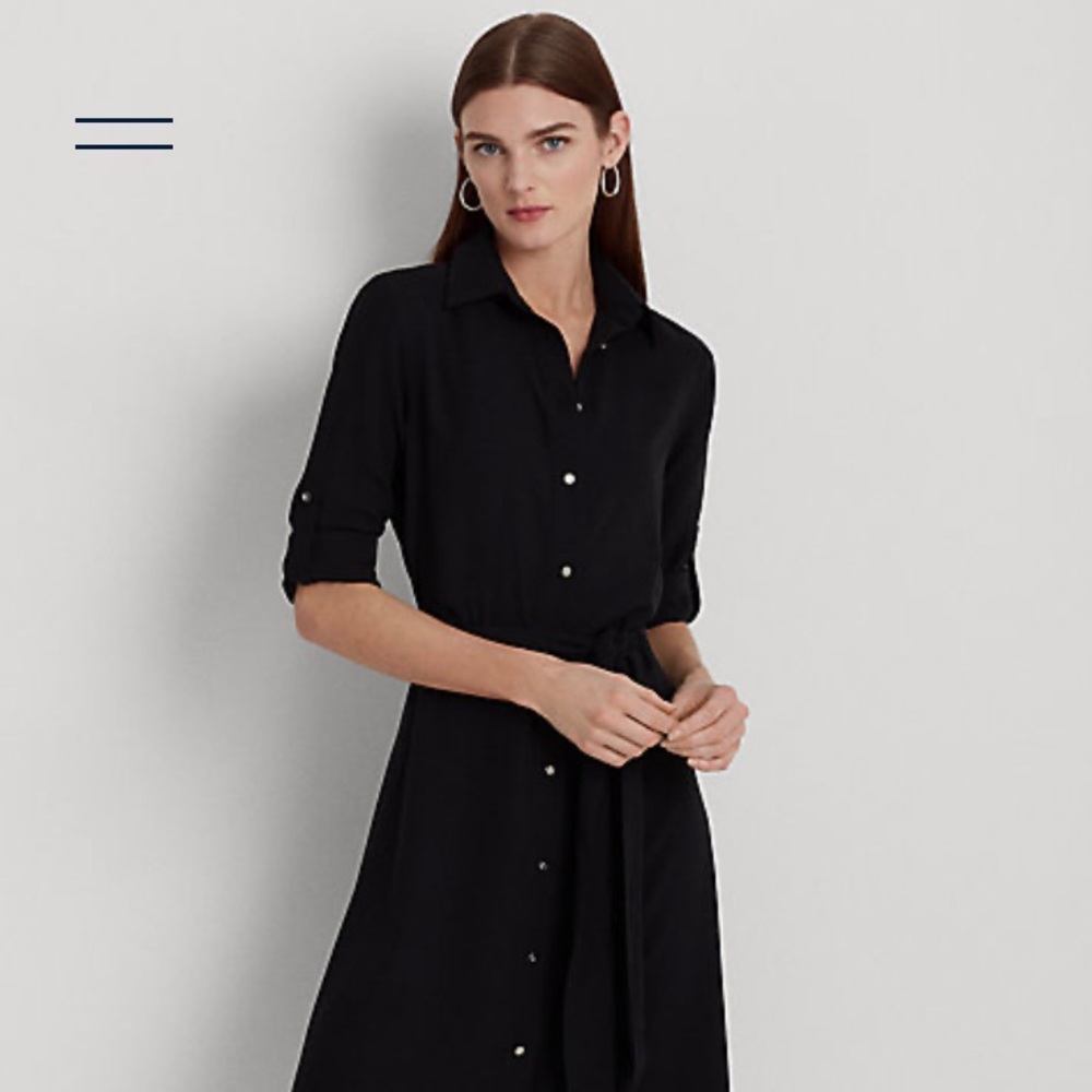 Ralph Lauren black dress with gold buttons.